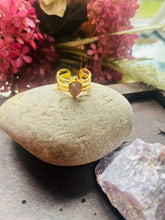Load image into Gallery viewer, 18ct Gold Plated Amethyst Triple Band Adjustable Ring