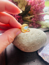 Load image into Gallery viewer, 18ct Gold Plated Opal Crescent Moon Adjustable Ring