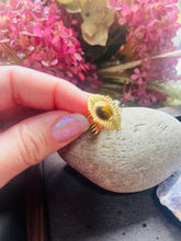 Load image into Gallery viewer, 18ct Gold Plated Tiger's Eye Leaf Adjustable ring