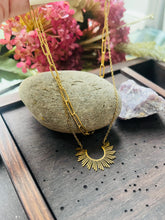 Load image into Gallery viewer, 18ct Gold Plated Sunburst Pendant Double Chain Necklace