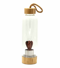 Load image into Gallery viewer, Crystal Infused Glass Water Bottle - Invigorating Red Jasper - Angel