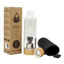 Load image into Gallery viewer, Crystal Infused Glass Water Bottle - Calming Amethyst - Angel