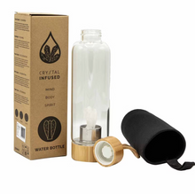 Load image into Gallery viewer, Crystal Infused Glass Water Bottle - Cleansing Clear Quartz - Angel