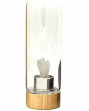 Load image into Gallery viewer, Crystal Infused Glass Water Bottle - Cleansing Clear Quartz - Angel