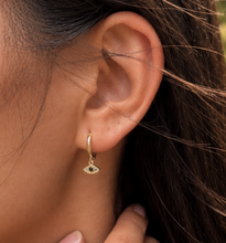 Load image into Gallery viewer, Evil Eye Huggie Earrings Gold Plated