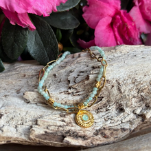 Load image into Gallery viewer, 18ct Gold Plated Green Aventurine Gold Disc Bracelet