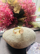 Load image into Gallery viewer, 18ct Gold Plated Open Top Rose Quartz Ring Adjustable Crystal Ring
