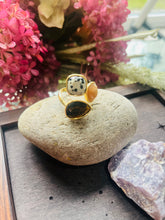 Load image into Gallery viewer, 18ct Gold Plated Gemstone Statement Ring, Tiger’s Eye, Red Aventurine &amp; Dalmatian Jasper, Adjustable Crystal Ring
