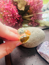 Load image into Gallery viewer, 18ct Gold Plated Gemstone Statement Ring, Tiger’s Eye, Red Aventurine &amp; Dalmatian Jasper, Adjustable Crystal Ring
