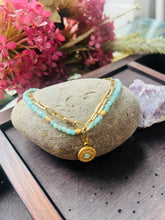 Load image into Gallery viewer, 18ct Gold Plated Green Aventurine Gold Disc Bracelet
