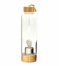 Load image into Gallery viewer, Crystal Infused Glass Water Bottle - Cleansing Clear Quartz - Angel
