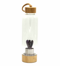Load image into Gallery viewer, Crystal Infused Glass Water Bottle - Calming Amethyst - Angel
