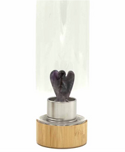 Load image into Gallery viewer, Crystal Infused Glass Water Bottle - Calming Amethyst - Angel
