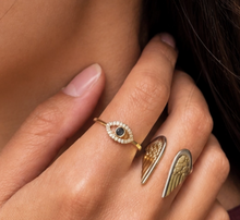 Load image into Gallery viewer, 14ct Gold Plated Cubic Zirconia Evil Eye Ring

