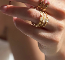 Load image into Gallery viewer, 18ct Gold Plated Mother of Pearl Triple Band Adjustable Ring
