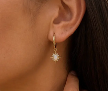 Load image into Gallery viewer, 18ct Gold Plated Opal Sunburst Drop Earrings
