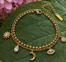 Load image into Gallery viewer, 18ct Gold Plated Celestial Charm Bracelet
