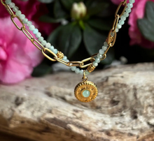 Load image into Gallery viewer, 18ct Gold Plated Green Aventurine Gold Disc Bracelet
