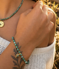 Load image into Gallery viewer, 18ct Gold Plated African Turquoise Beaded Bracelet
