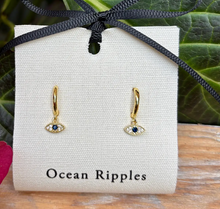 Load image into Gallery viewer, Evil Eye Huggie Earrings Gold Plated
