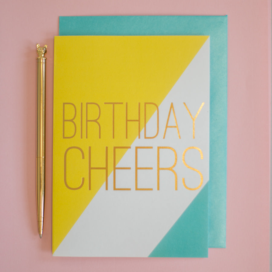 Birthday cheers gold foil card