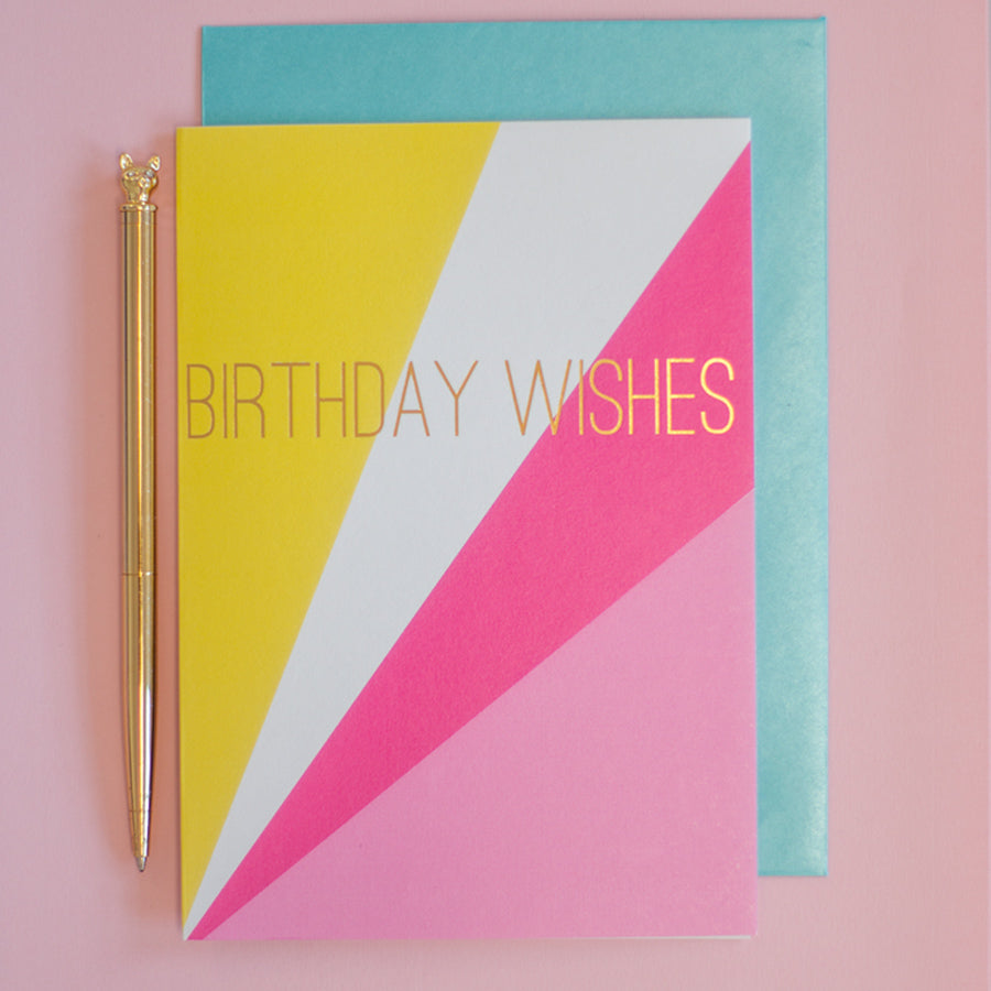 Birthday wishes, gold foil card