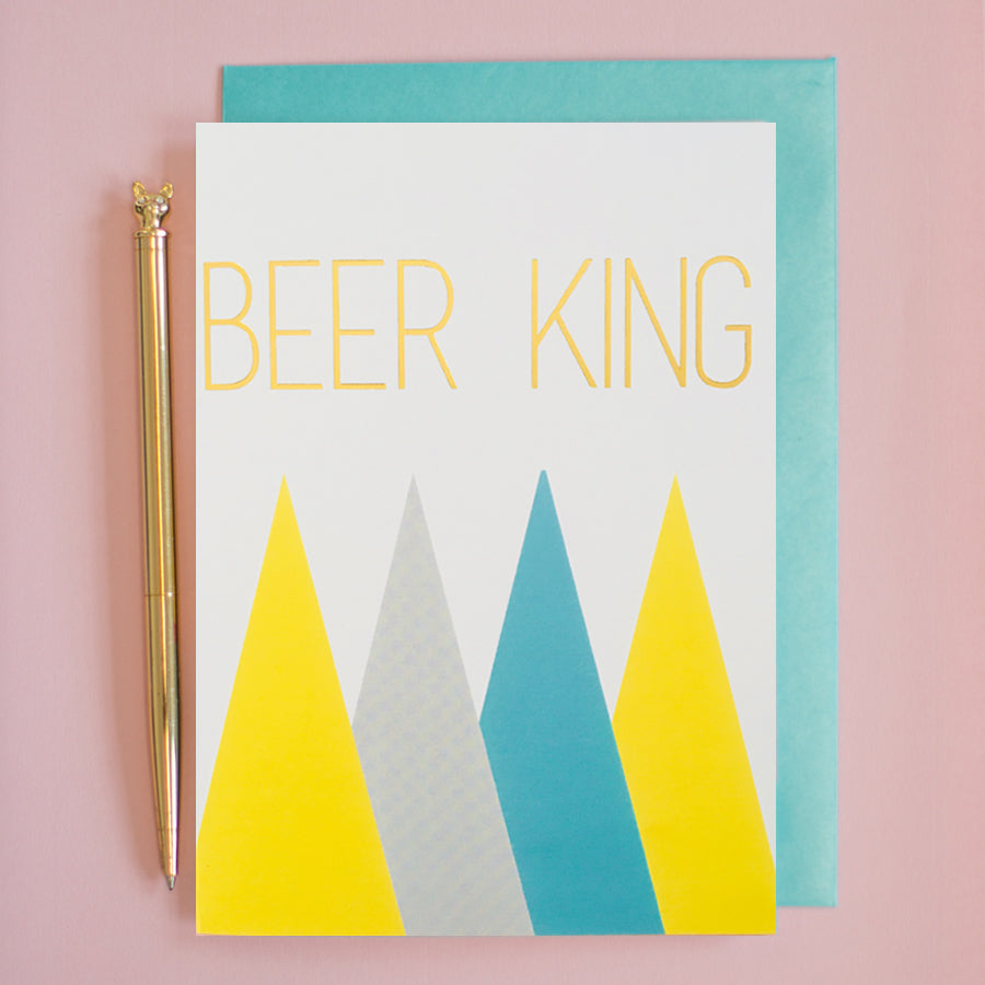 Beer king gold foil birthday card