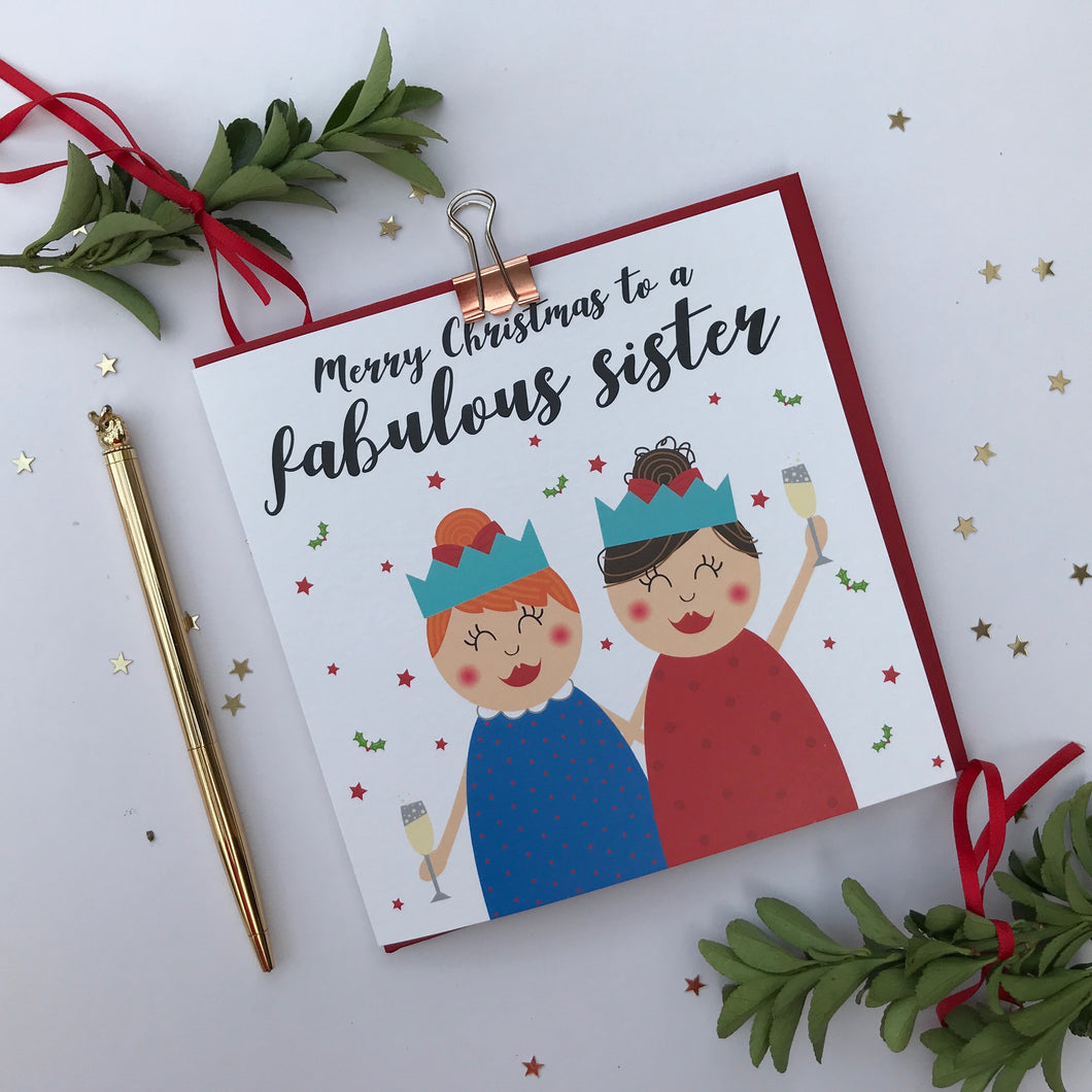 To a fabulous sister Christmas card