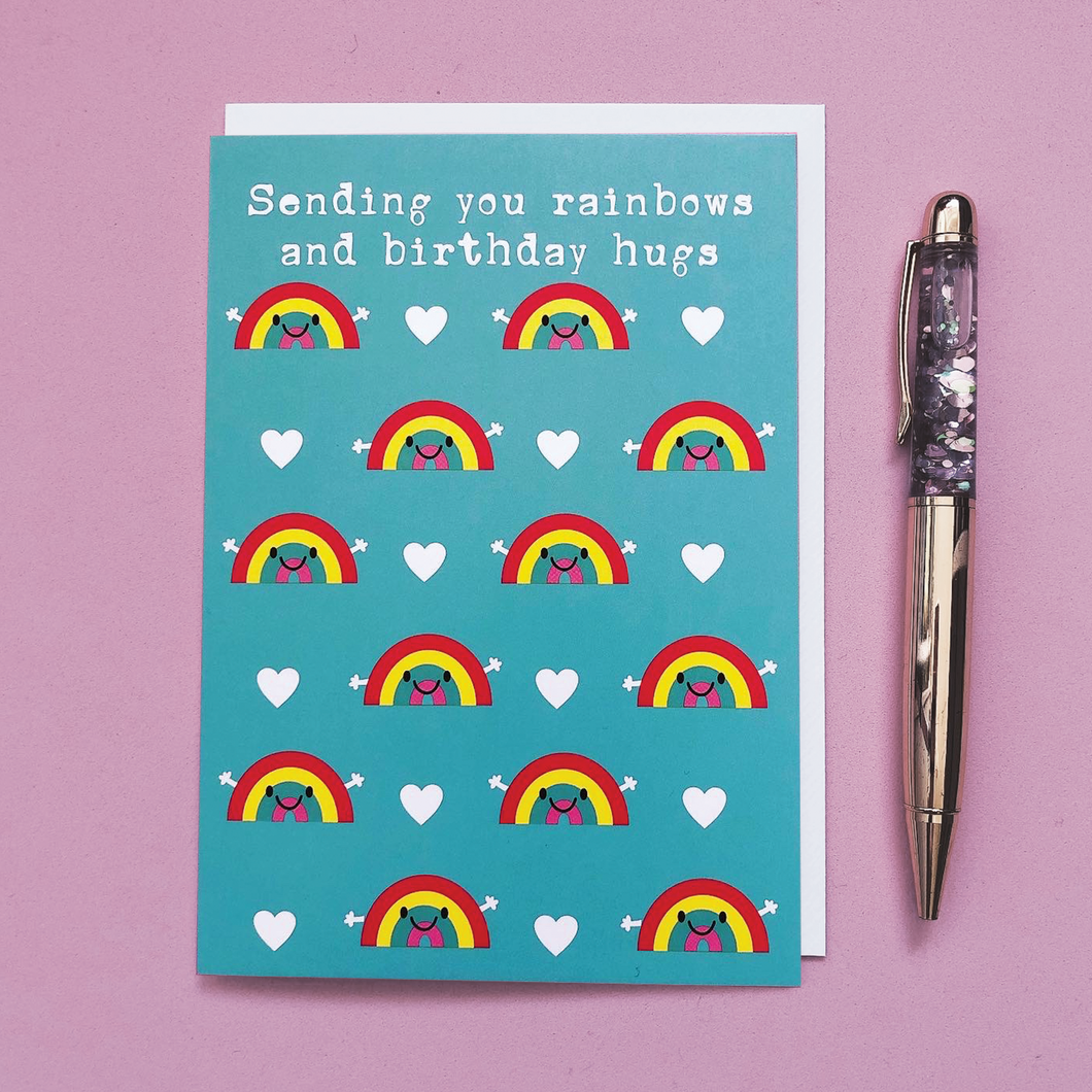 Sending rainbows and birthday hugs birthday card