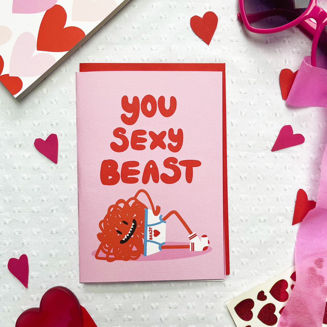 You sexy beast Valentines day card