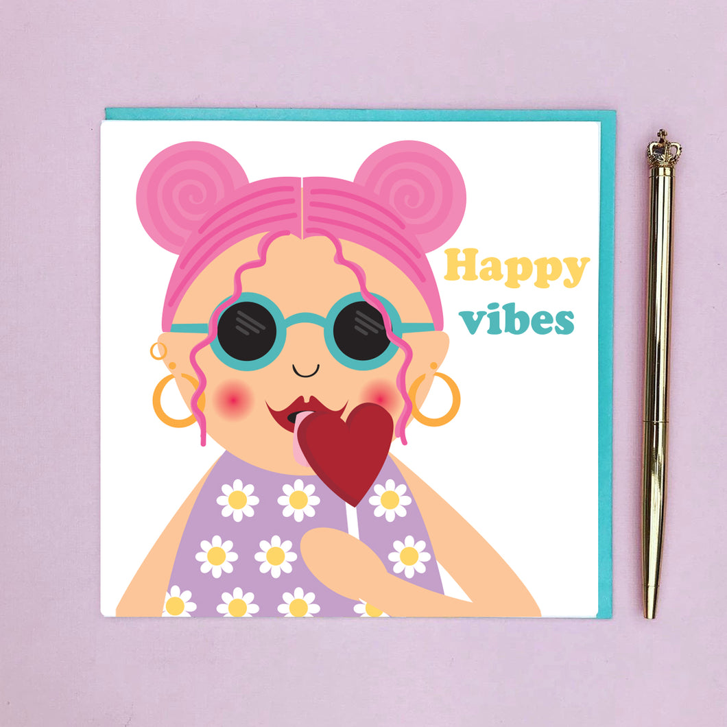 Happy vibes lollipop card
