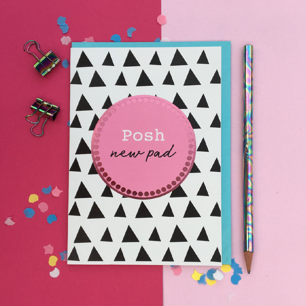 Posh new pad pink foil card