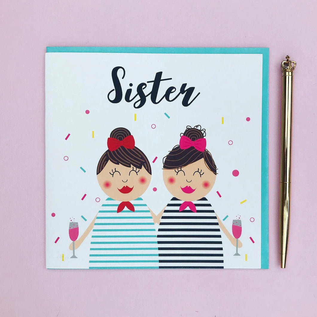 Sister birthday card  brunette