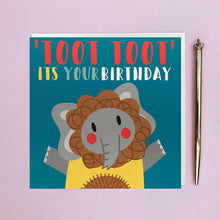 Load image into Gallery viewer, Toot toot it&#39;s your birthday elephant card
