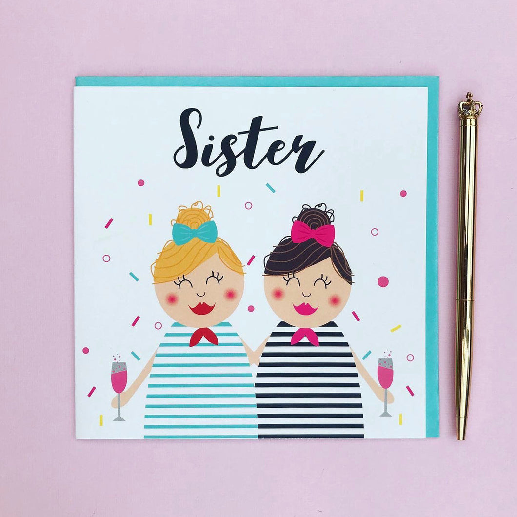 Sister birthday card blonde - brunette