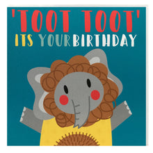 Load image into Gallery viewer, Toot toot it&#39;s your birthday elephant card
