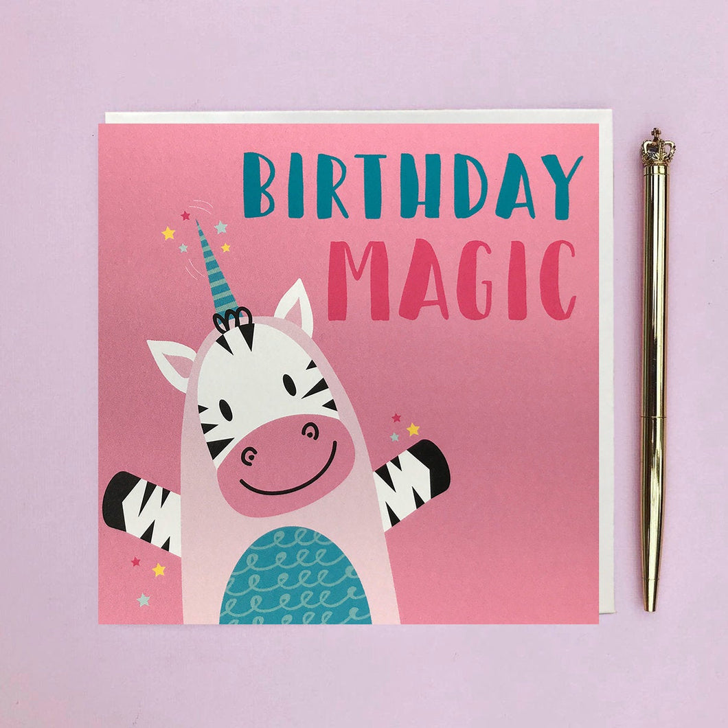 Birthday magic Zebra card